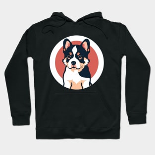 Cute little puppy on a white and pink circular background Hoodie